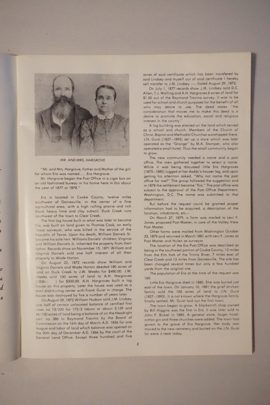 Era, Texas Centennial 1878-1978 History