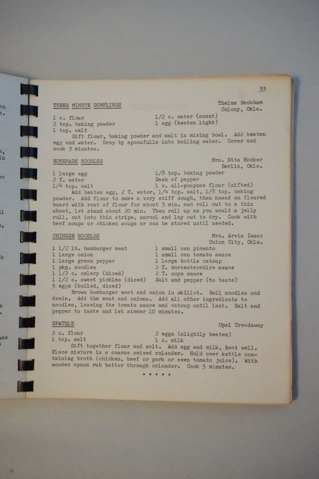 Rare - The Columbian Memorial Presbyterian Church Colony, Oklahoma Cookbook 1964