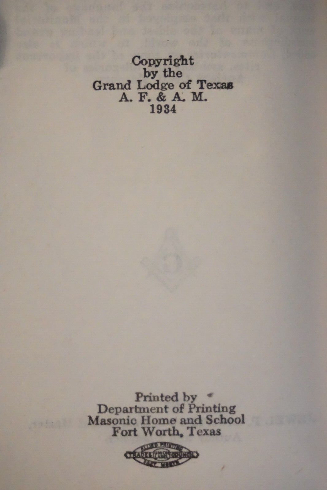Vintage Lightfoot's Manual of the Lodge Texas 1934 Masonic