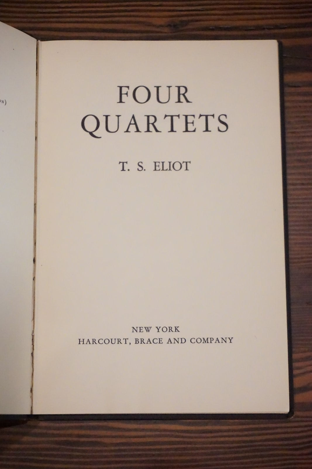 Four Quartets T S Eliot Harcourt Brace Hardcover Dust Jacket