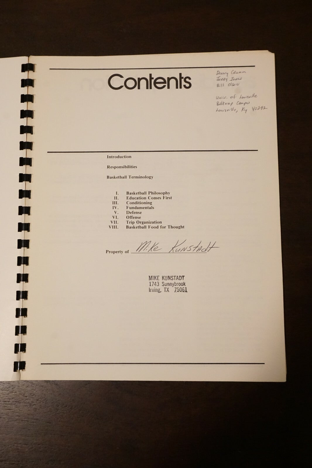 Vintage University of Louisville Basketball Notebook
