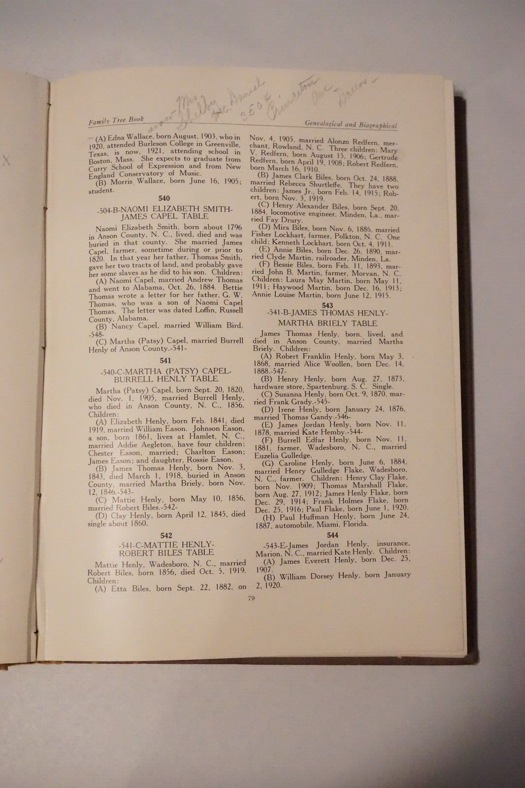 Smith Family Tree Book by W. Thomas Smith 1922 Hardcover