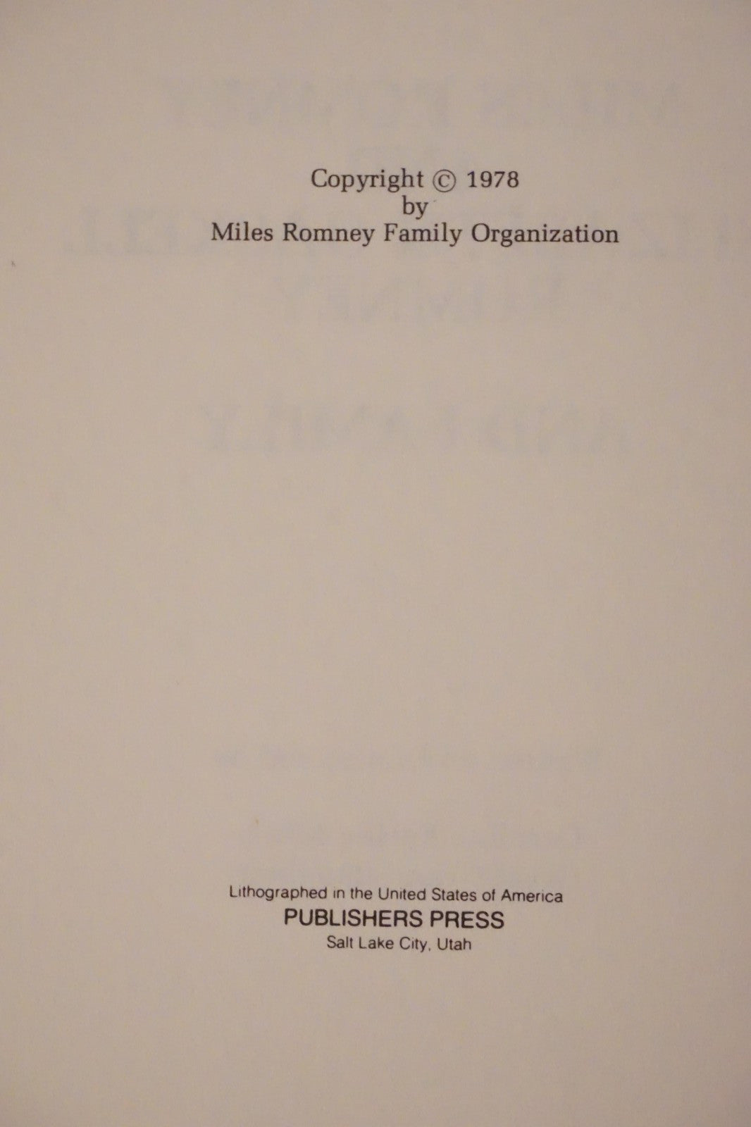 Miles Romney and Elizabeth Gaskell Romney and Family 1978 HC
