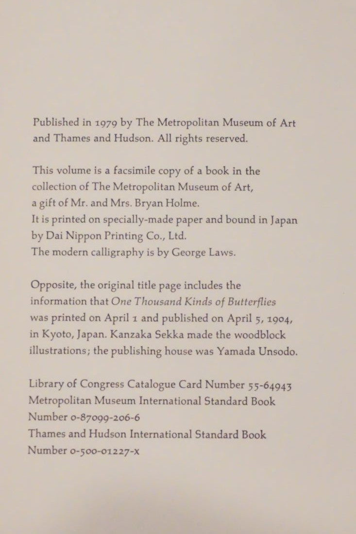 A Flight of Butterflies Metropolitan Museum 1979 Sekka Facsimile