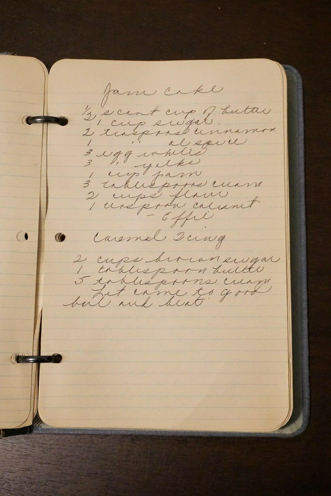 Vintage Binder with Approximately 65 Handwritten Pages of Recipes