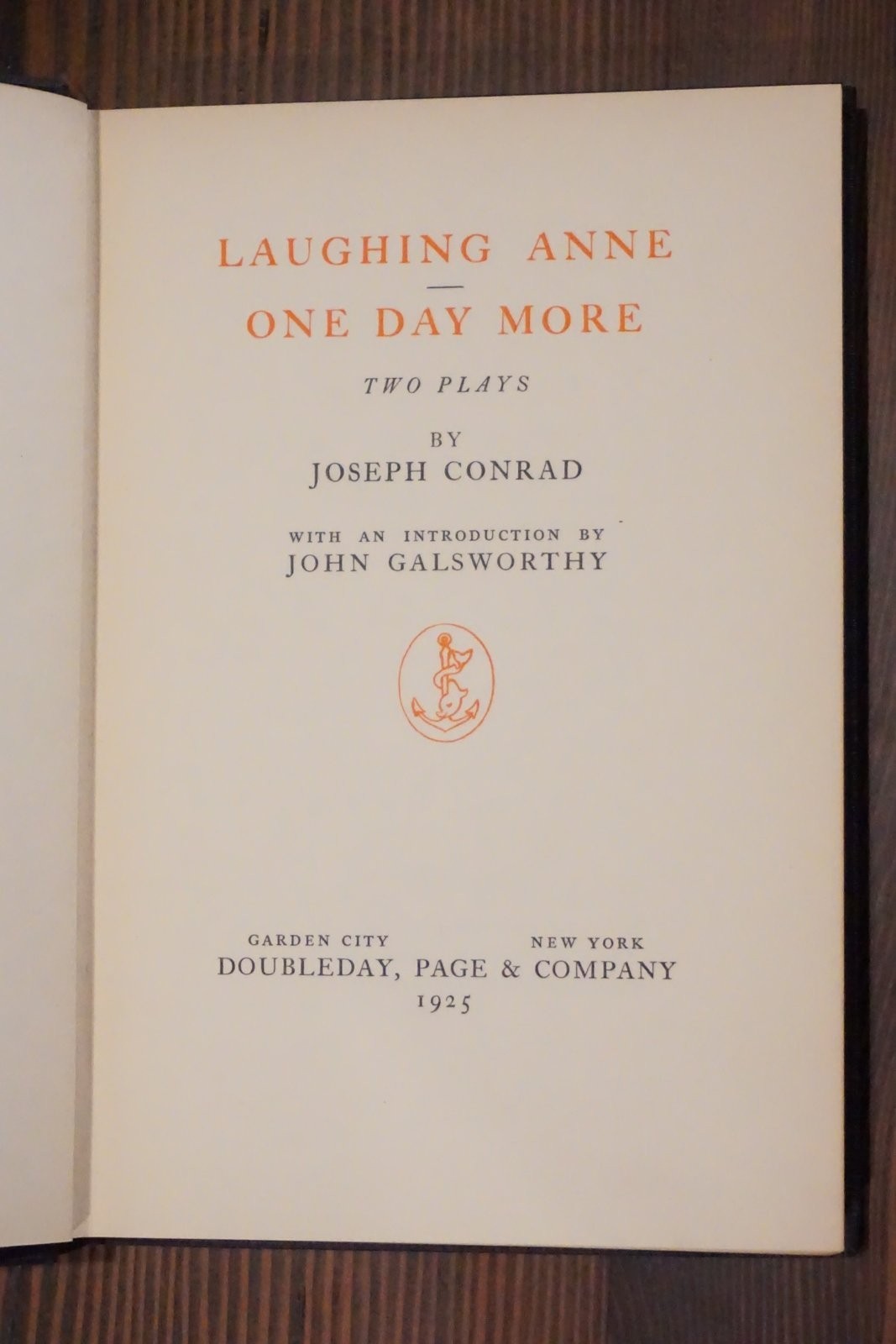 Laughing Anne One Day More Two Plays Joseph Conrad Doubleday 1925 1st Ed